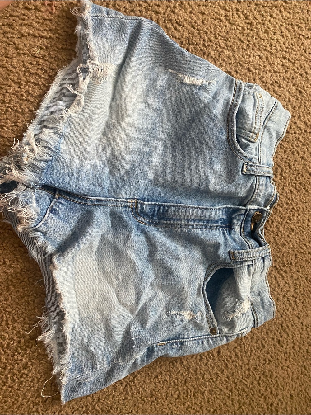 Sneak Peek Light Blue Frayed Hem Denim Shorts